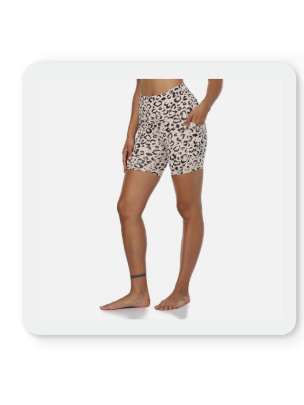 High-Rise Leopard Print Women’s Bike Shorts in Beige/Black